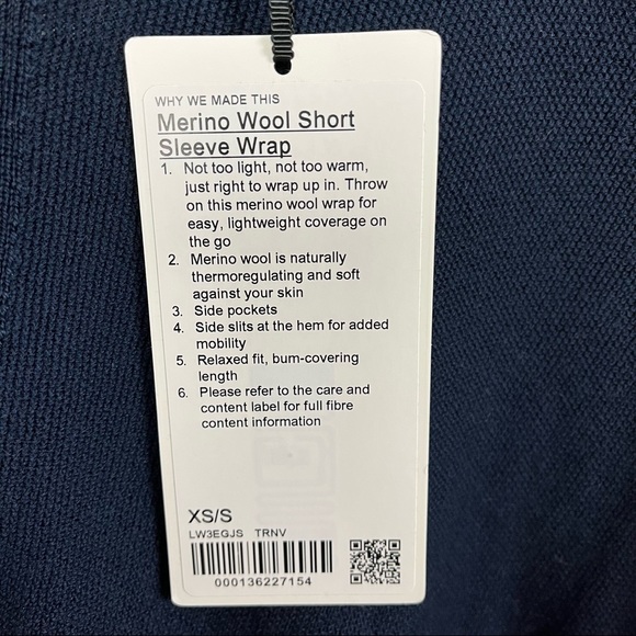 NWT Lululemon | Merino Wool Short Sleeve Wrap Size XS/S - Picture 7 of 8